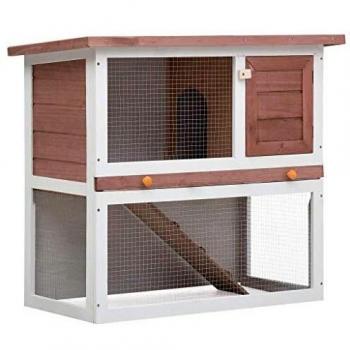 Outdoor Rabbit Hutch 1 Door Brown Wood