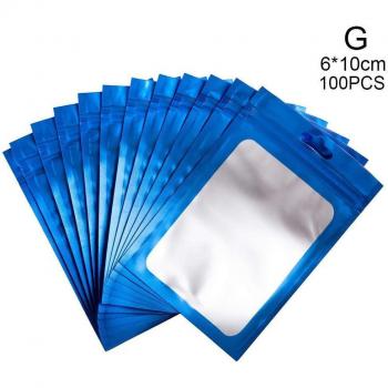 100 Pack Recloseable Food Storage Pouches with Aluminum Foil and Holographic Seals, 6x10cm Size