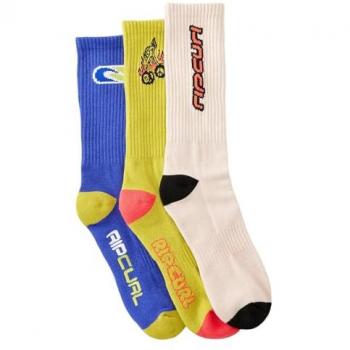 Ripcurl Men's Vintage White 3-Pack Retro Socks