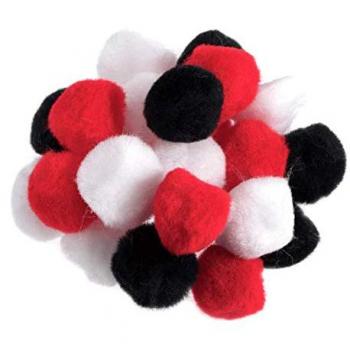Trimits 2.5cm Red-Black-White Pom Poms Pack of 100 – POM-POMS 1IN PK100