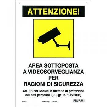 CARTELLI AVV. AREA VIDEOSORVEGLIATA T06119