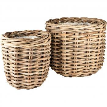 Duo de paniers à plantes en rotin naturel