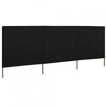 3-Panel Wind Screen Fabric 400x120 cm Charcoal