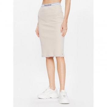 Tailleband‑Bleistiftrock Tommy Jeans, beige, Slim Fit, Logo