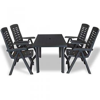VidaXL Mobilier à Dîner d'Extérieur 5 pcs Ensemble de Salle à Manger Table et Chaises de Jardin 275084