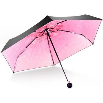 Korean Mini UV Protection 5-Folding Umbrella UPF50+ Black Coating Sakura Umbrella