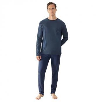 Mey Herren Pyjama 'BENNISON' Dunkelblau mit Streifenmuster Größe XL