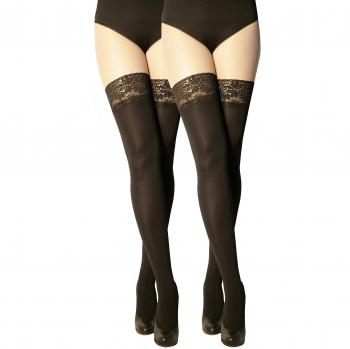 Marilyn 100 Denier halterlose Strümpfe mit 9 cm Spitze, Größe 40/42, Schwarz