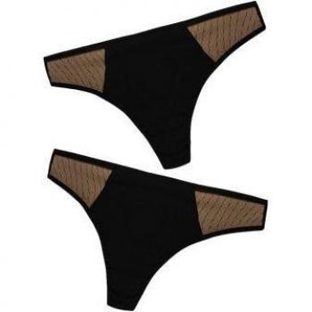 Anaissa Olivia Pack de 2 Tangas Menstruales de Algodón Orgánico para Flujo Ligero a Moderado, Color Negro, Talla S