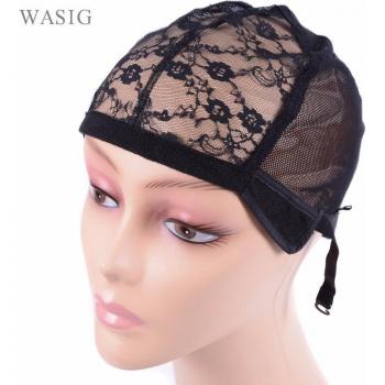 Gorra de peluca negra con tejido de terciopelo y sin pegamento