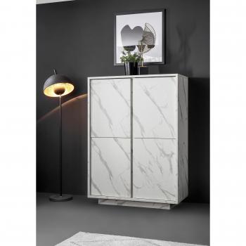INOSIGN Carrara Highboard – Weiße Marmoroptik, Grifffrei