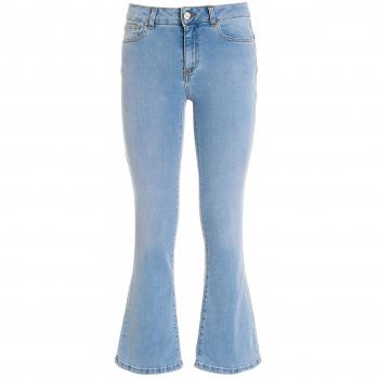 Jeans flare cropped Bella in denim stretch con lavaggio chiaro
