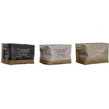 Panier décoratif DKD Home Decor 8424001855711 Beige Gris Marron Clair 34 x 24 x 22 cm (3 unités)