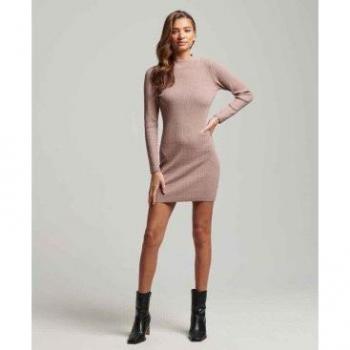 Robe Femme Superdry Mini Moulante Dos Nu Marron Taille 40