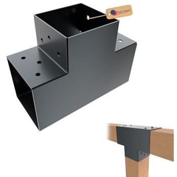 Post Connector T‑Bracket (Powder Coated Anthracite)