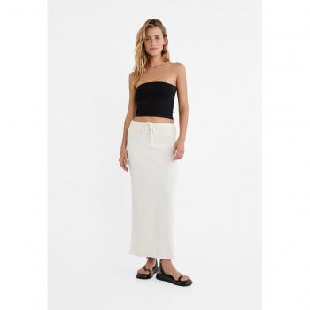 Stradivarius White Linen Blend Skirt XL