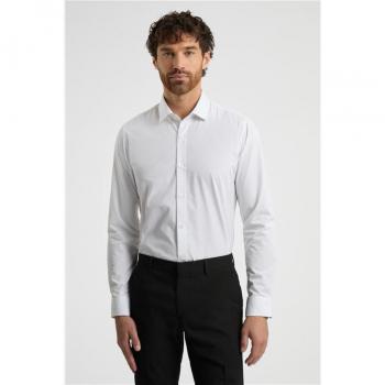 Limehaus Classic Slim Fit White Cotton Shirt – Long Sleeve, Regular Collar