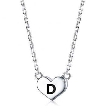 Tiny Letter B Heart Necklace