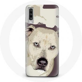 Étui pour Samsung Galaxy A70 Chien de Pitbull Blanc