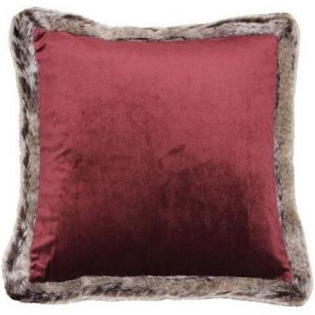 Rivière Maison Housse de Coussin 45 cm × 45 cm, Style Velours Faux Fourrure, Bord Décoratif, Vert Kombu