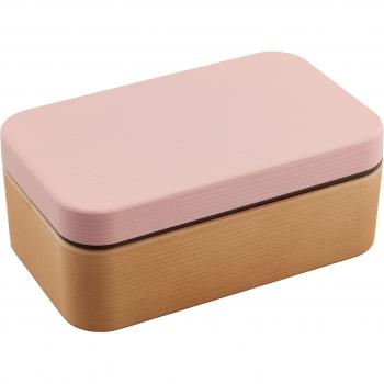 Showa 600 ml Rice Container – Long Square Wood, Microwave Safe, Pink