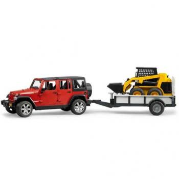 Bruder Jeep Wrangler Unlimited med släp och CAT grävmaskin