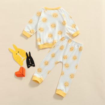 Tenue de nuit enfant 2 pièces col rond et pantalon à taille élastique 6 mois-4 ans motif soleil