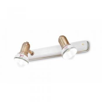 Keramik-Metall Wandstrahler E14 verstellbar mit Floraldekor in Weiß, Rosa, Grün, Mattmessing, 2-flammig
