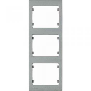 SIEMENS Delta Iris Plaque Triple Verticale Argent