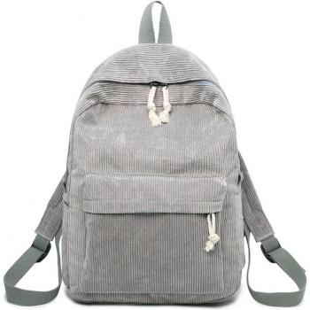 Large Capacity Striped Corduroy Backpack for Girls