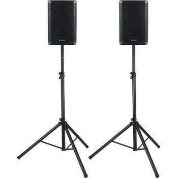Caisse de 10 enceintes passives Pronomic C‑210 MP montées sur trépieds