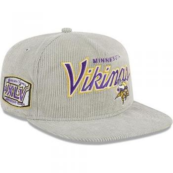 New Era Herren‑Snapback Cap, Golf‑Modell Kord, Minnesota Vikings – Grau (One Size)