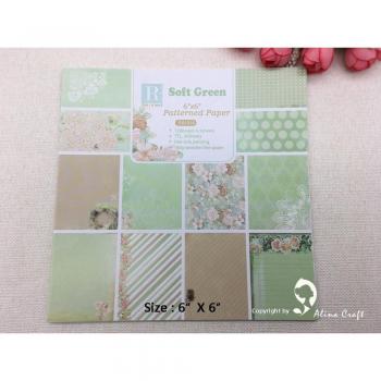AlinaCraft 24 Sheet 6X6 Green Floral Background Pad