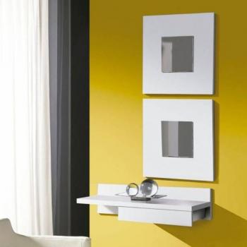 Producto para recibidor: cajón, espejos y cajúa en color blanco
