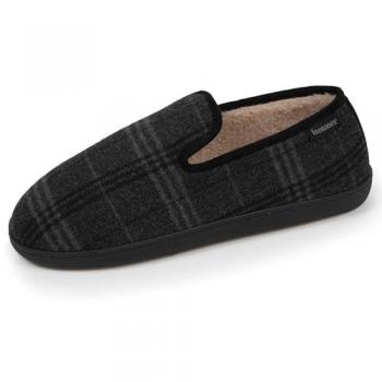 Chaussons Isotoner avec Semelle à Mémoire Tartan Gris
