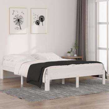 Cadre de lit en pin massif blanc 140x190 cm