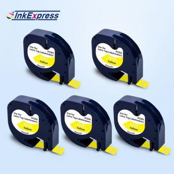 Five-Unit Black‑Red Dymo Labeling Tape (Model 91203) – Works with Dymo 91223/91333 and Letratag LT100H