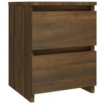 Stylish Brown Oak Bedside Cabinet | Scandinavian Design | 30x30x40 cm Engineered Wood with 2 Sliding Drawers