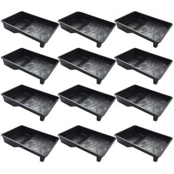 12-Pack 7-Inch Thickened Black Paint Tool Brush Tray