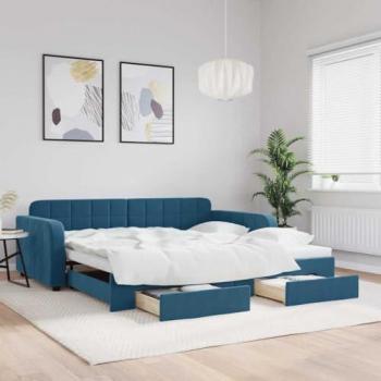 VidaXL Gästebett mit Schubladen Ausziehbar 100x200 cm in Blau