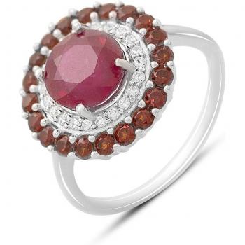 Silver Ring with Ruby & Cubic Zirconia