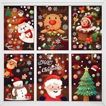 Santa Claus and Reindeer Themed Window Stickers for Holidays