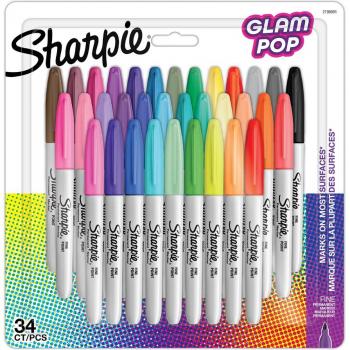 Sharpie Glam Pop Permanent Marker Set, 34er Blister