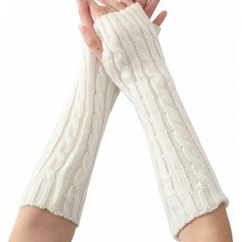 Elastische Handgelenks-Handschuhe – lange, weiche Wärme für Damen, gestrickt, Farben: Schwarz, Grau, Kaffee