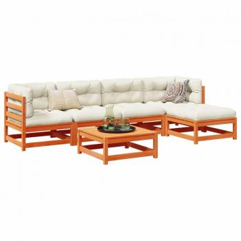 VidaXL 6 Piece Garden Seating Set Wax Brown Solid Wood Pine
