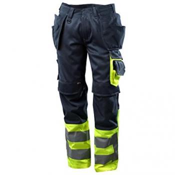 Multifunktionale Hose mit Taschen in schwarzblau/hi-vis gelb