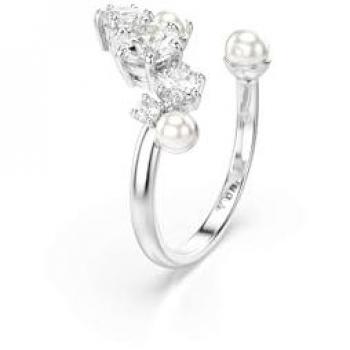 Anello Constella Round Crystal Pearl Placcato Rodio 55