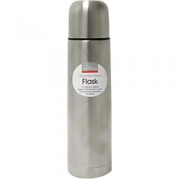 Fine Elements  1.0 Litre Vacuum Flask Set Steel with Push Button Hot or Cold