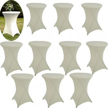 TRUTZHOLM 10er Set Stretch Stehtischhusse beige für Ø 80cm