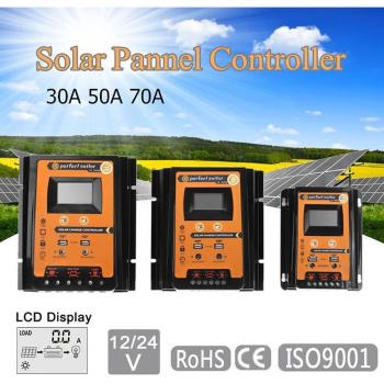Regulador de Carga Solar 30A/50A/70A 12V 24V Pantalla LCD